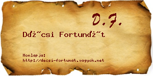Décsi Fortunát névjegykártya
